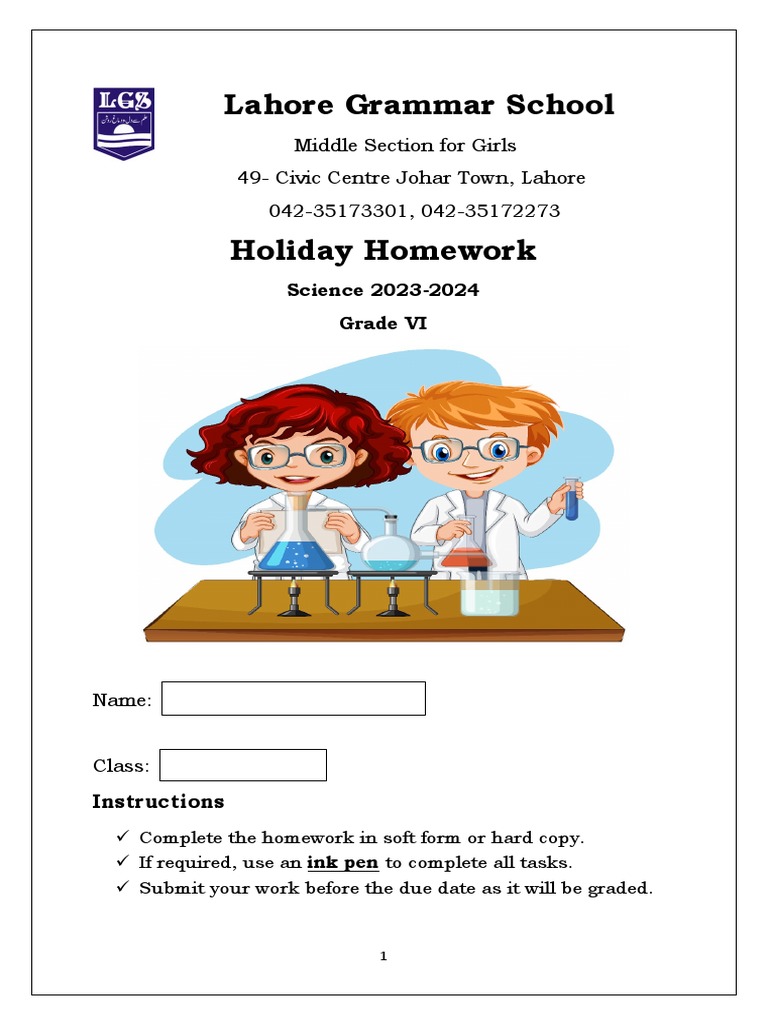 holiday homework class 6 science