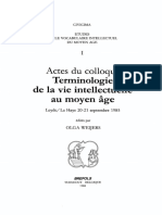 La Specifité Du Vocabulaire Universitaire Du XIIIe Siècle - Olga Weijers