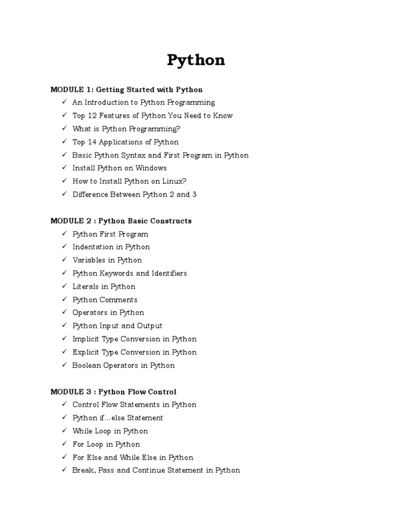 Python Training Content PDF