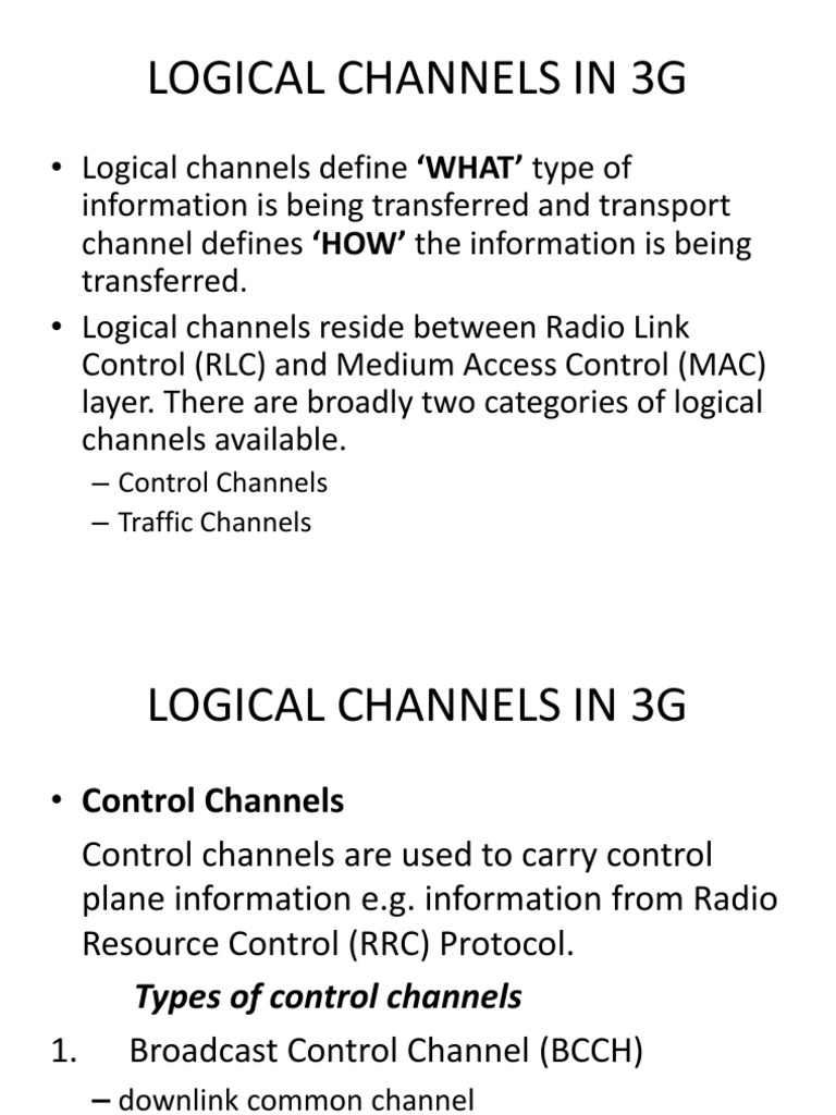 3G Logical Channels Overview | PDF