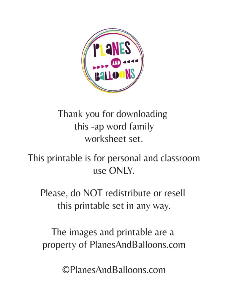 Ap Word Family Worksheets PDF