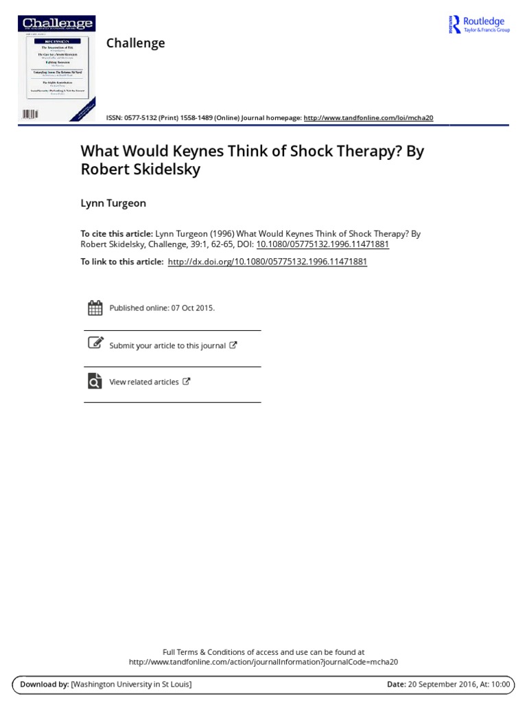 Turgeon, Lynn What Would Keynes Think of Shock Therapy_ By Robert