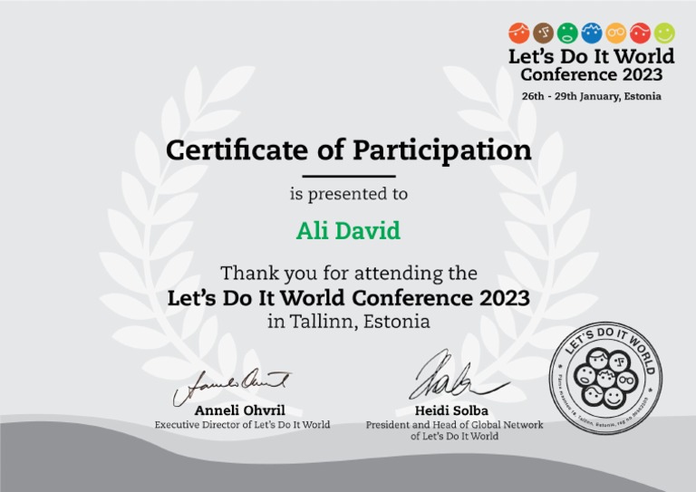 Let's Do It World Conference 2023 Certificate PDF