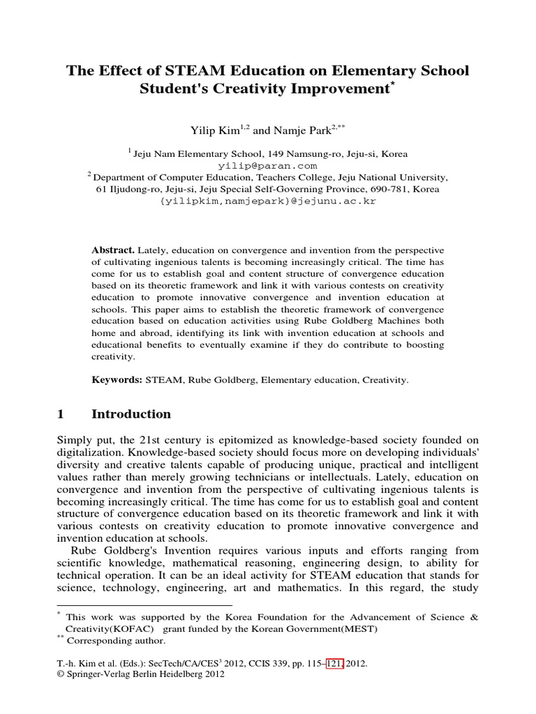 The Effect of STEAM Education On Elementary School Student's Creativity