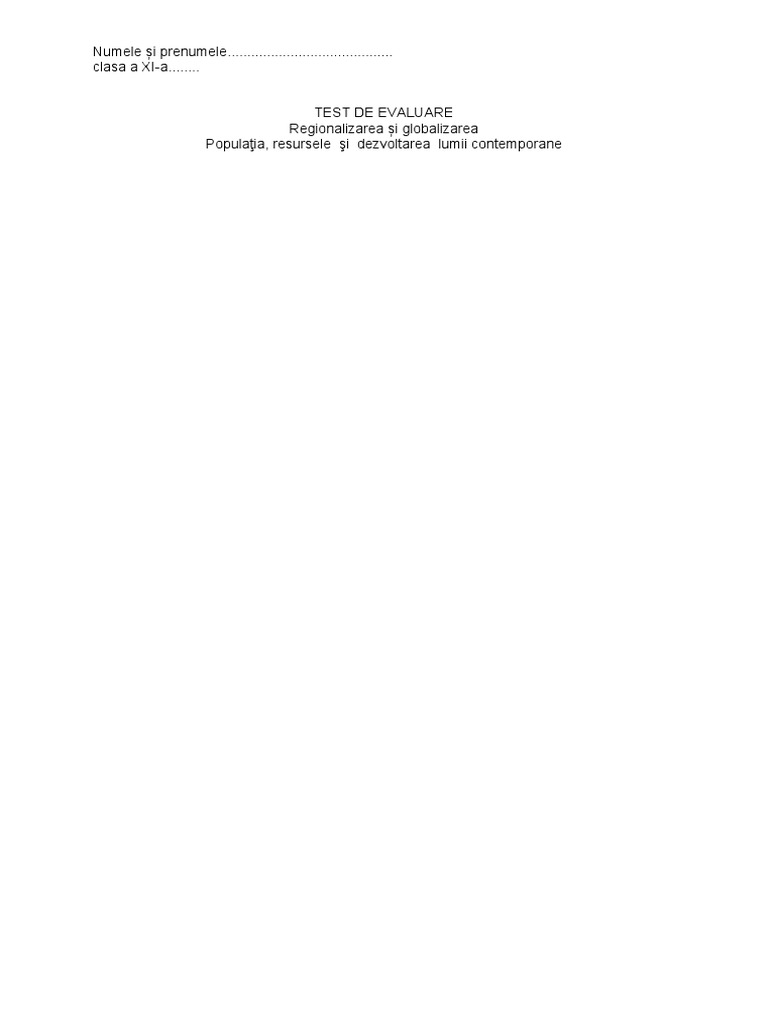 Test de Evaluare Xi e | PDF