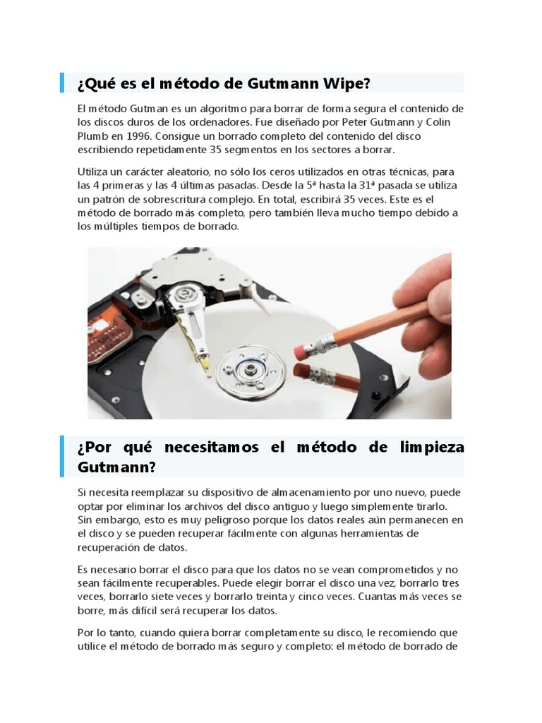 Qué Es El Método de Gutmann Wipe PDF Disco duro Archivo de