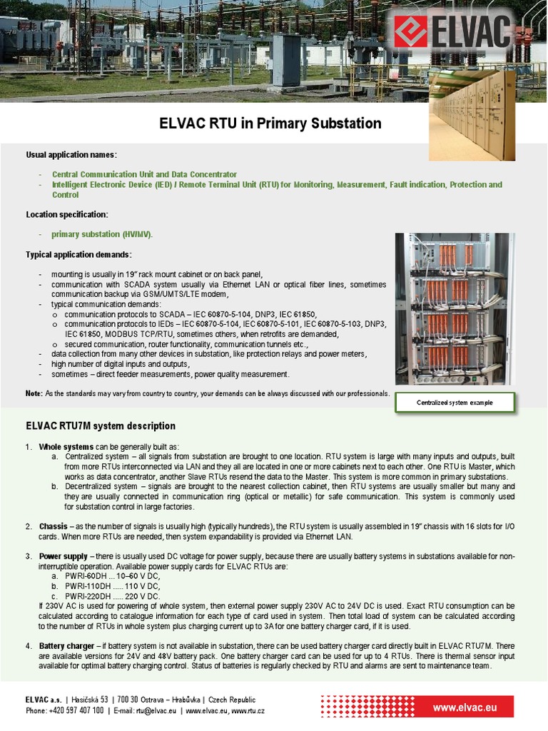 1 ELVAC RTU in Primary Substation | PDF | Power Supply | Computer ...