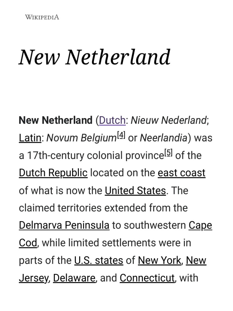 New Netherland Wikipedia PDF