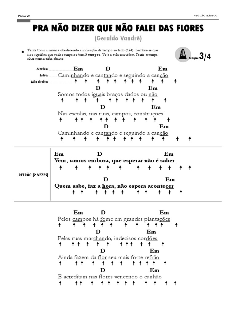 Letra e Cifras de "Caminhando e Cantando" | PDF