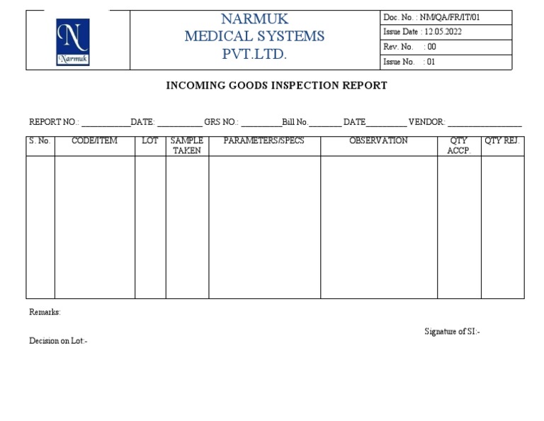 Develop An Incoming Inspection Procedure For Receiving Goods – WZDXL