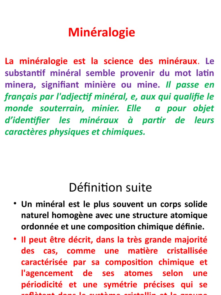 Définition et propriétés des minéraux | PDF | Minéral | Sciences physiques