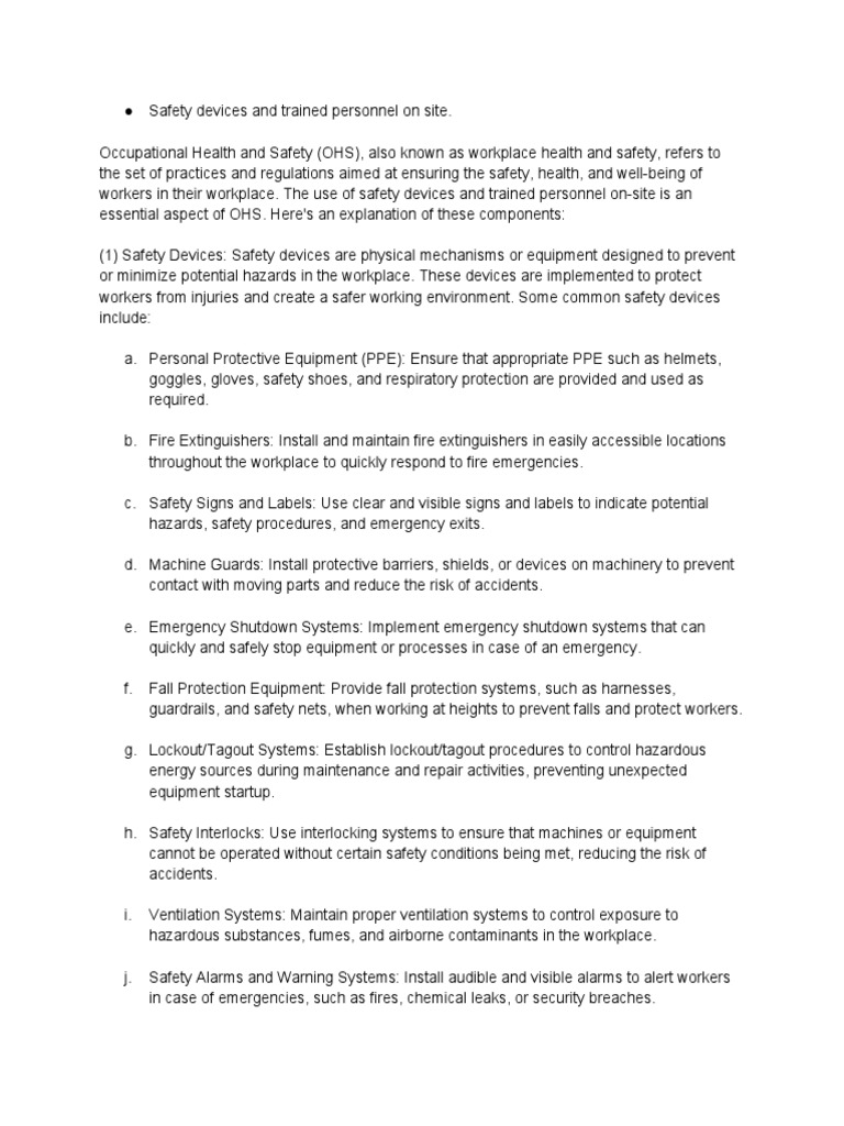 OHS Safety Devices and Personnel Training | PDF | Occupational Safety ...