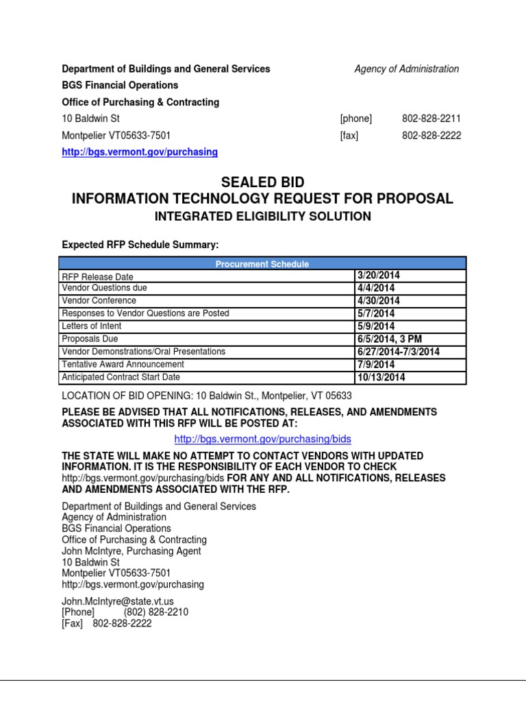IT Services RFP for Integrated Eligibility | PDF | Medicaid | Request ...