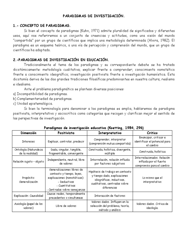 Paradigmas de Investigación Educativa | PDF | Paradigma | Conocimiento