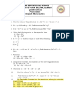 Question Bank - Polynomials