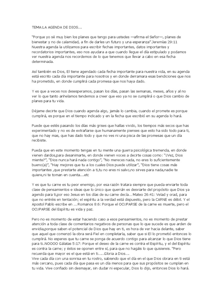 TEMA La Agenda de Dios | PDF | Dios