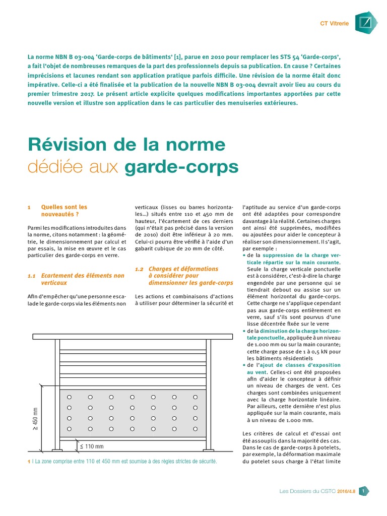 Page De Garde Cahier De Plan De Menuiseries Exterieures cstc_Gardes Corps_2016_4_no8 | PDF