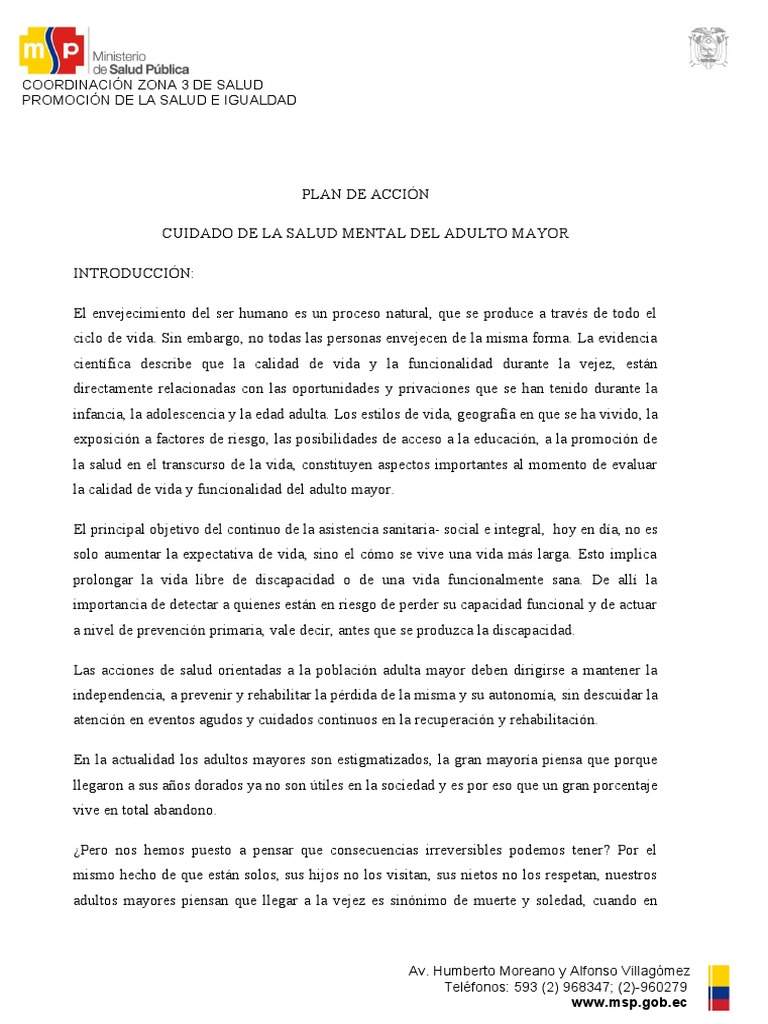 Salud Mental y Actividades para Adultos Mayores | PDF | Adultos | Vejez