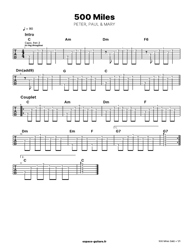 500 Miles Tab | PDF