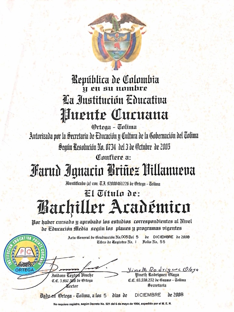 Diploma Bachiller Académico | PDF