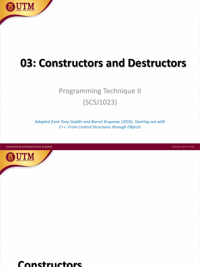 03-Constructors and Destructors (Revised) | PDF | Constructor (Object ...