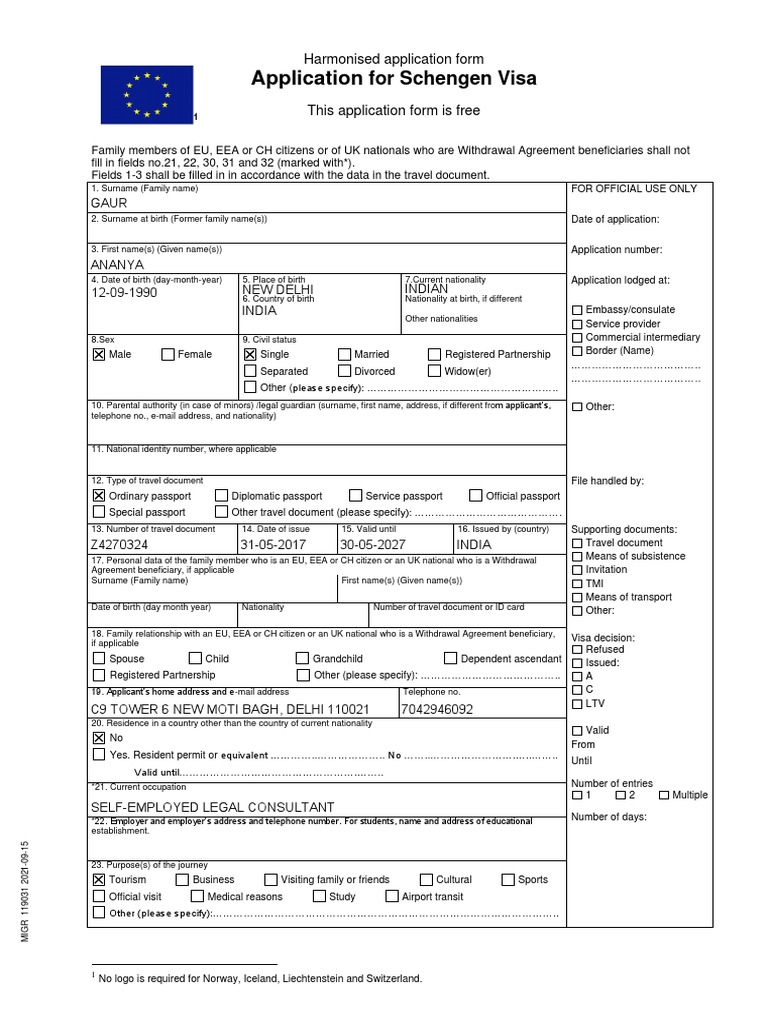 Schengen Visa Form Sep 2021 | PDF | Travel Visa | Stored Value Card