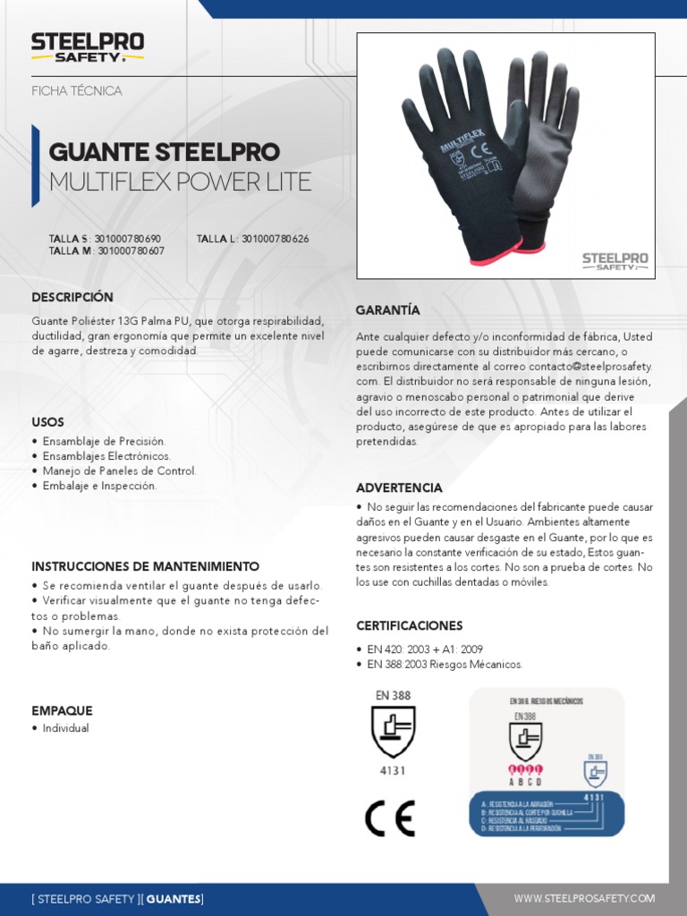 Guante Steelpro Multiflex Power Lite | PDF