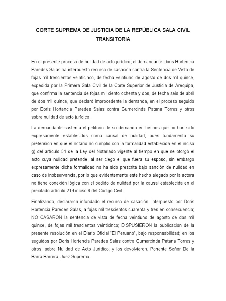 Corte Suprema de Justicia de La República Sala Civil Transitoria | PDF ...