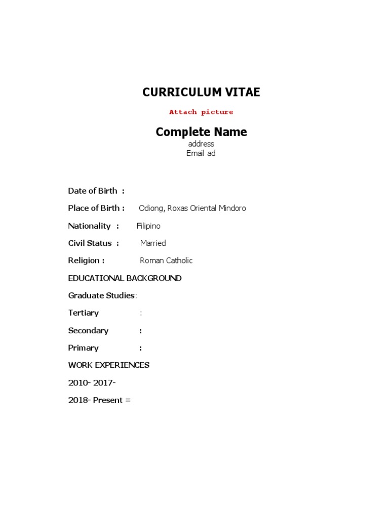 Curriculum Vitae Sample | PDF