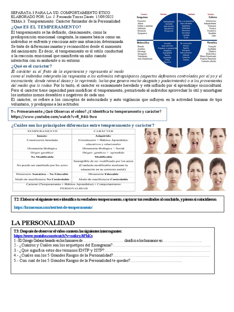 Temperamento y Personalidad | PDF | Temperamento | Las emociones