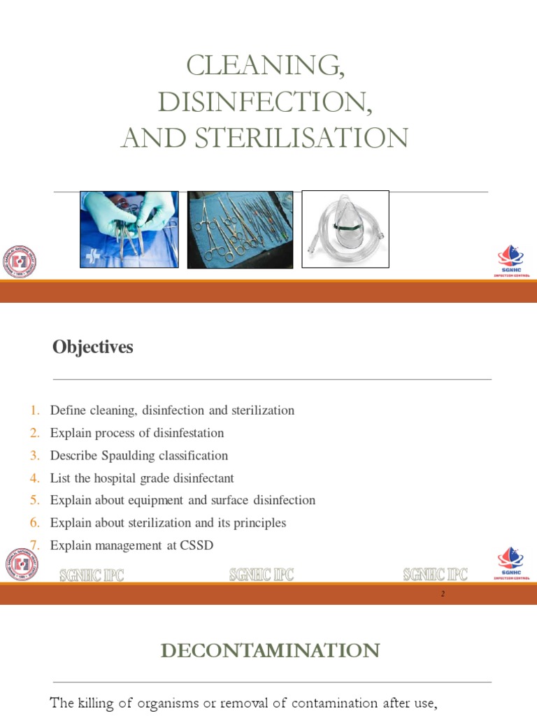Cleaning and Disinfection IPC SGNHC PDF Sterilization (Microbiology