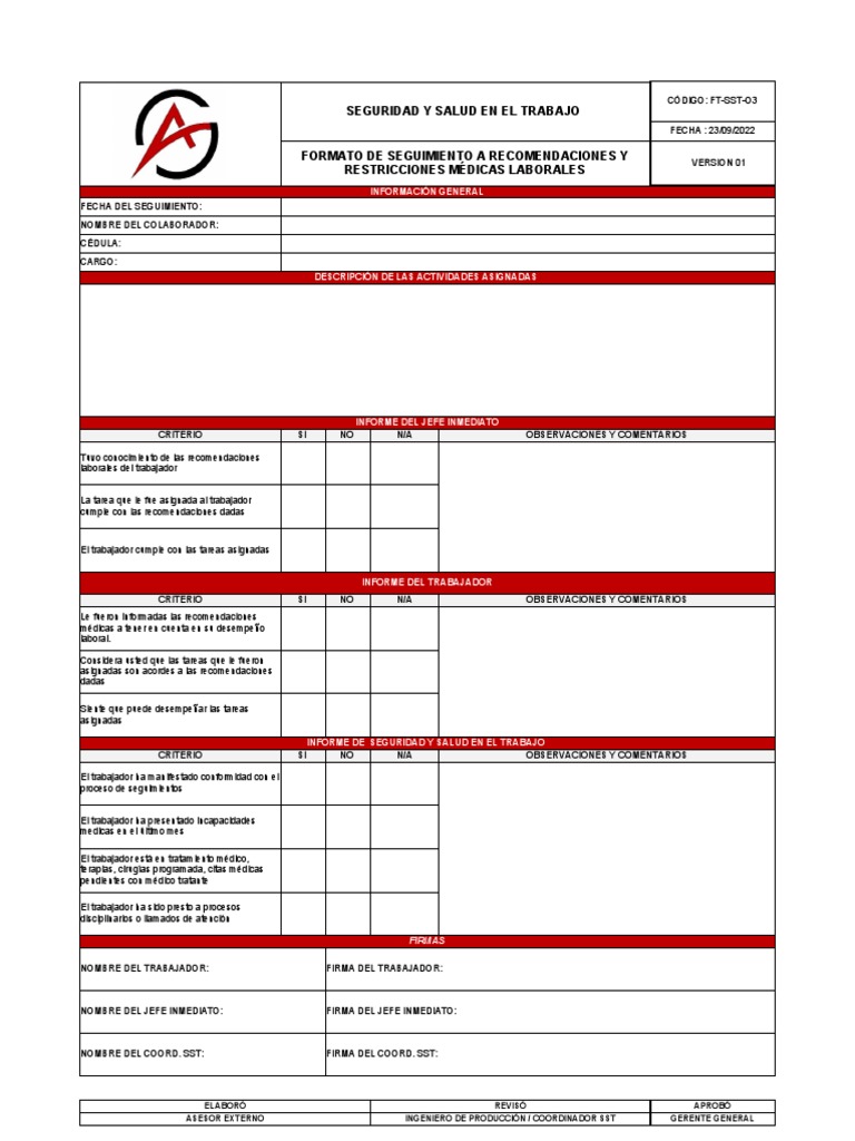 Seguimiento a Recomendaciones Médicas Laborales | PDF | Cuidado de la salud