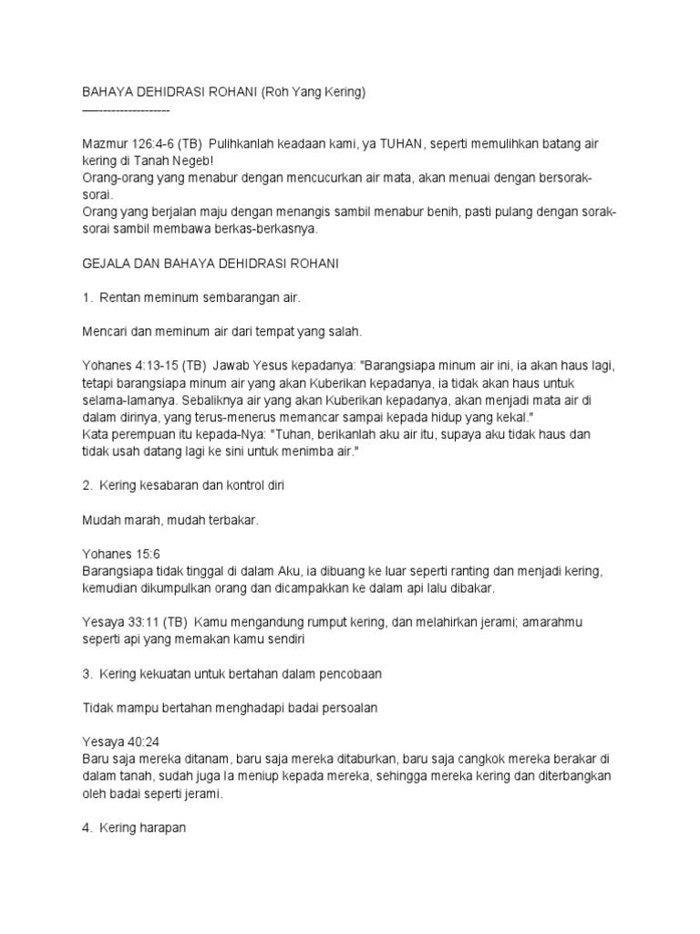 Bahaya Dehidrasi Rohani dan Pemulihan | PDF | Kajian Bahasa Asing