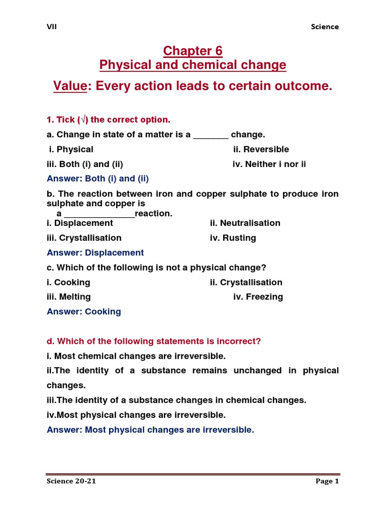 Physical and Chemical Changes | PDF | Sodium Bicarbonate | Rust
