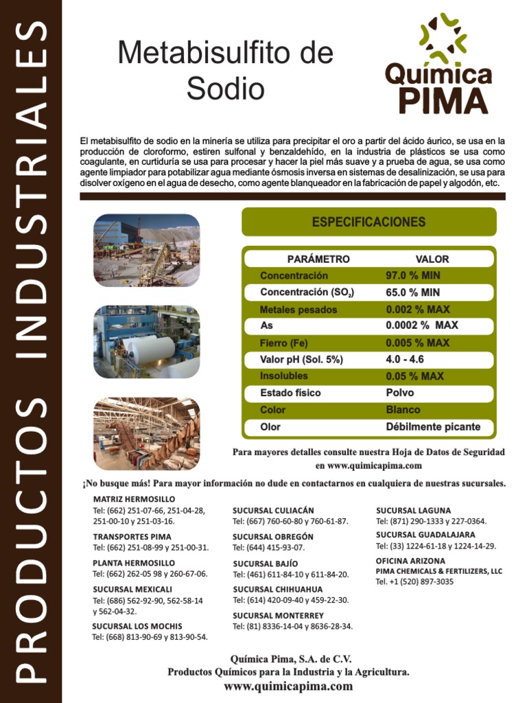 Metabisulfito de Sodio (NESP) | PDF | Química | Materiales