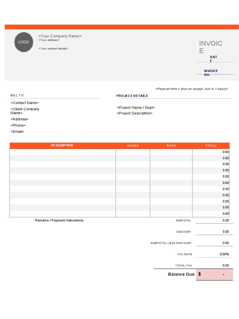 Invoice Template with Project Details | PDF | Invoice | Money