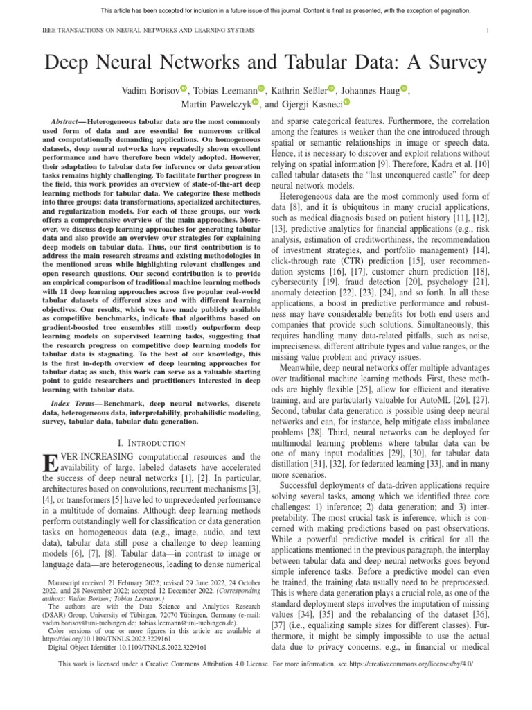 Survey on Deep Learning for Tabular Data | PDF | Deep Learning ...