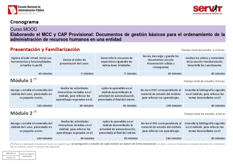 ENAPFO12 Cronograma_MOOC MCC y CAP Provisional PDF Informática