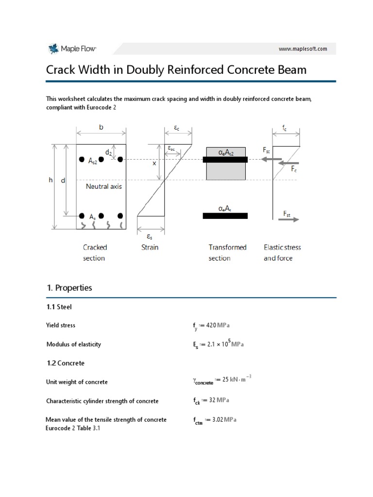 Crack Width in Doubly Reinforced Concrete Beam.flow | PDF | Strength Of ...
