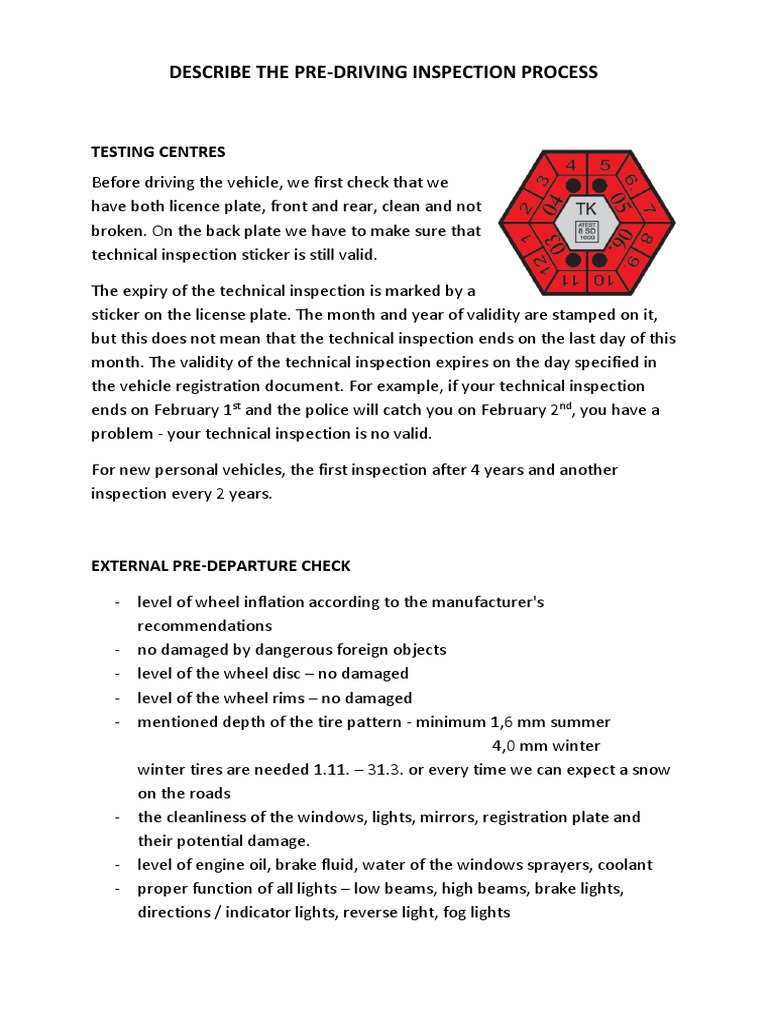 Describe The Process of Checking The Vehicle Prior To Driving It | PDF ...