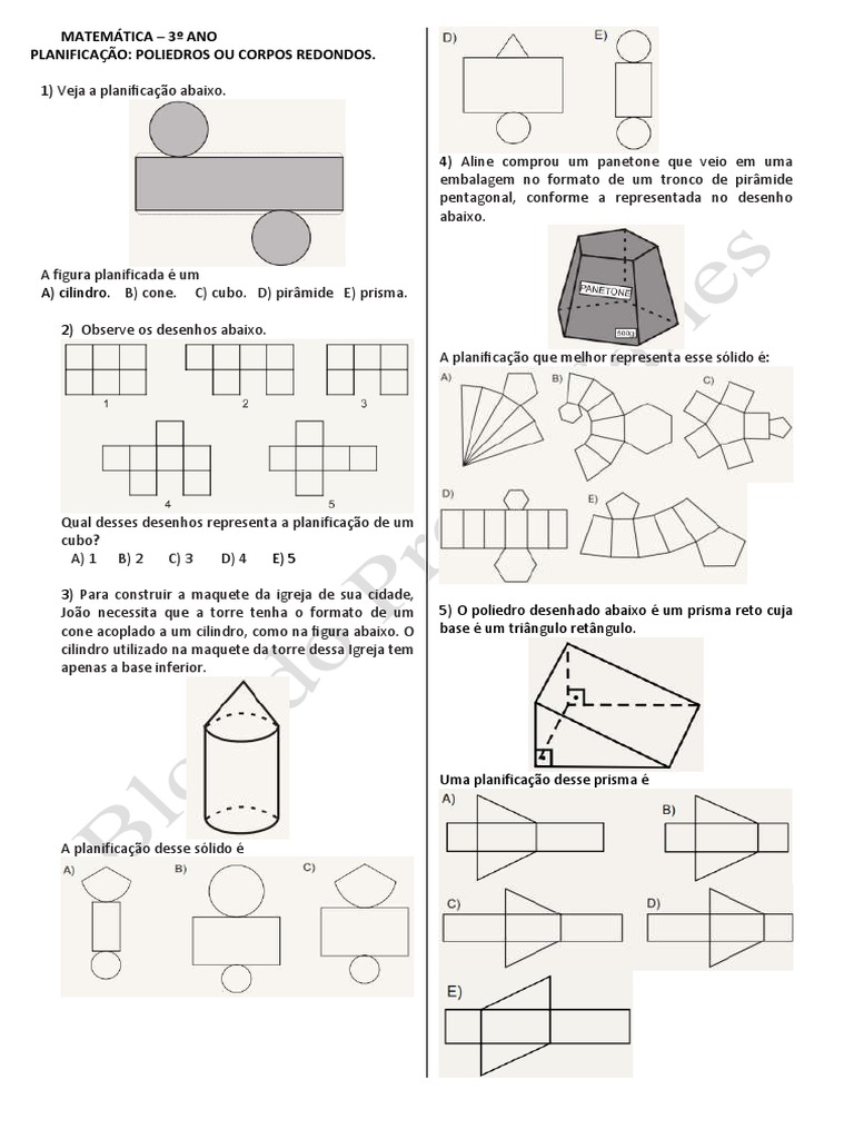 D52 - Planificação Dos Sólidos Geométricos | PDF | Triângulo | Tetraedro
