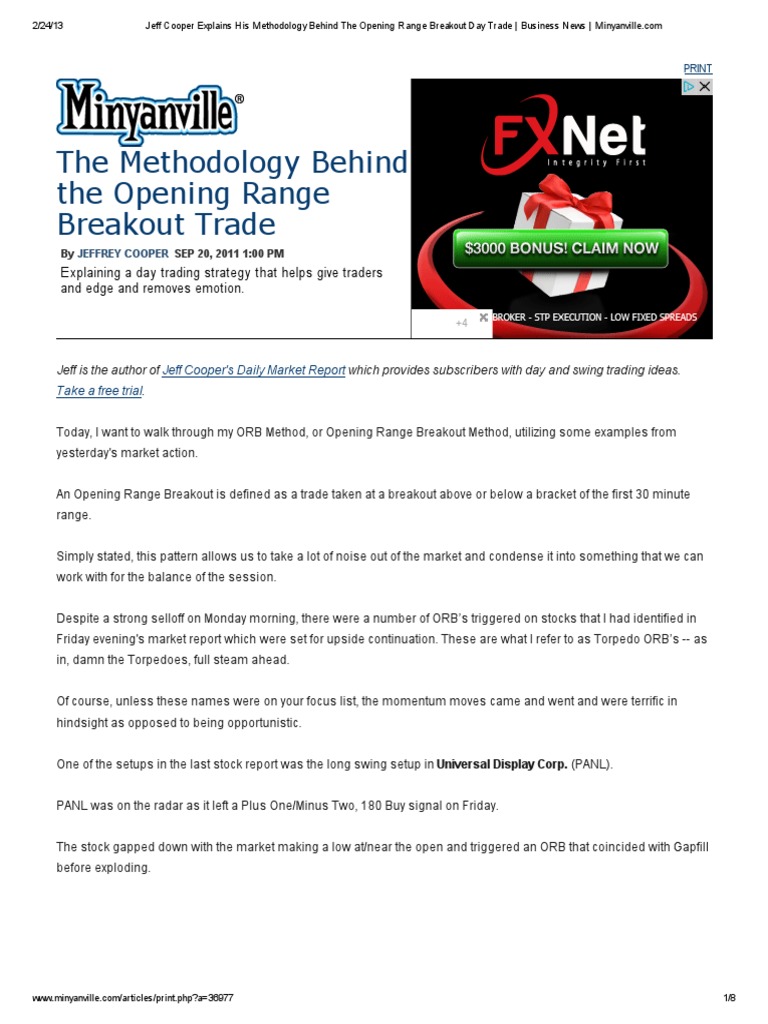 Jeff Cooper's ORB Day Trading Strategy | PDF | Day Trading | Investing