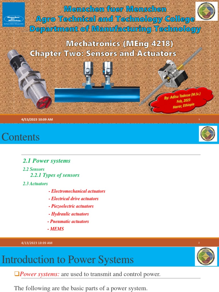 Mechatronics Chapter 2 - Part I - Sensors | PDF | Thermocouple | Pump