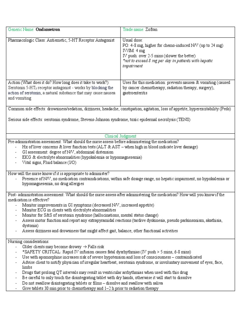 Image showcasing Ondansetron Nursing Guidelines | PDF | Pharmacology | Health Care