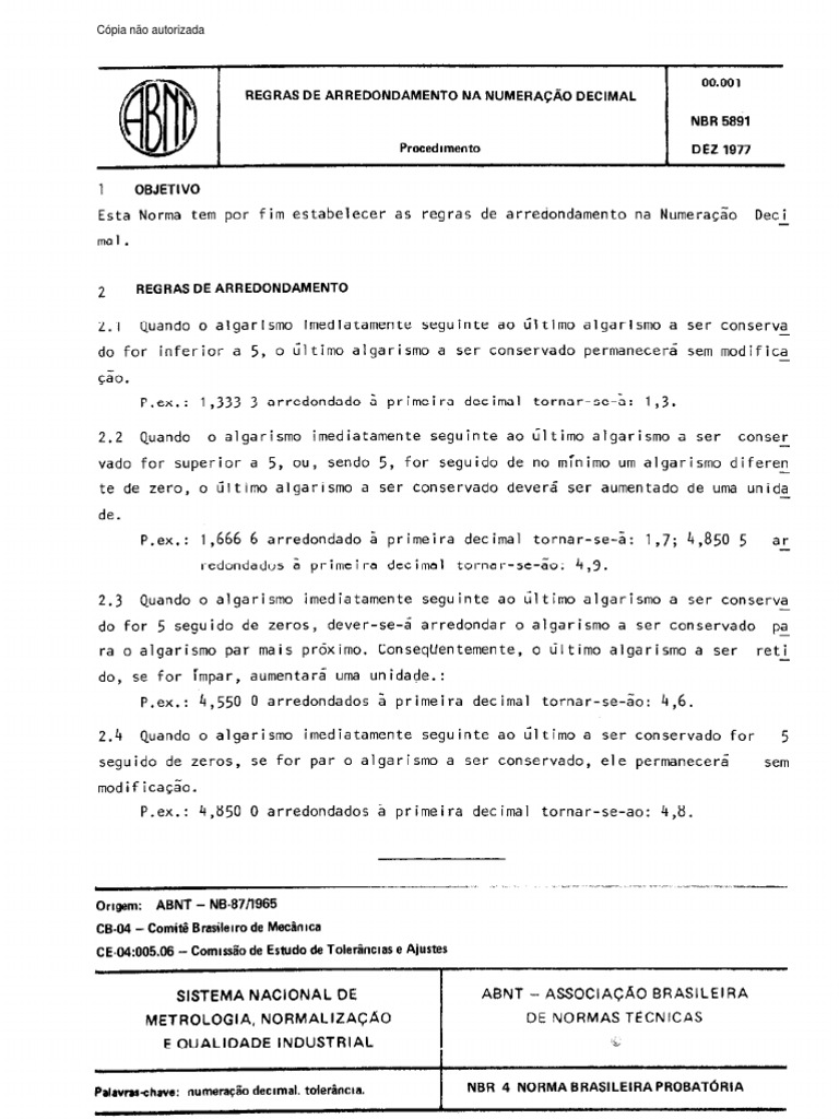 Abnt NBR 5891 - Regras de Arredondamento Na Numeracao Decimal | PDF