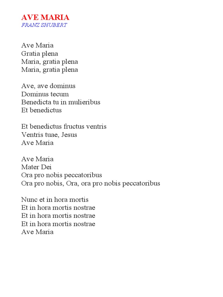 Ave Maria (Testo Latino) PDF