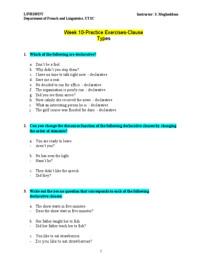 Week 10 Practice Questions I | PDF | Verb | Question