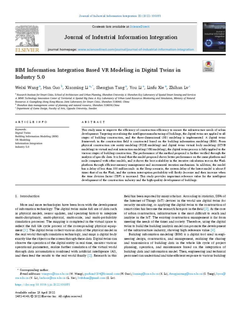 Industry 5.0: BIM & VR in Digital Twins | PDF | Building Information ...
