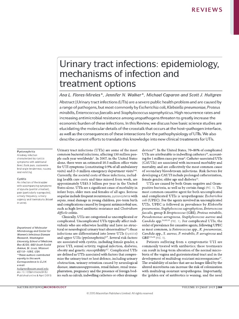 Urinary Tract Infections - Epidemiology, Mechanisms of Infection and ...