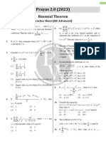 Binomial Theorem - Practice Sheet (JEE Advanced) - (Prayas 2.0 2023 PW Star)